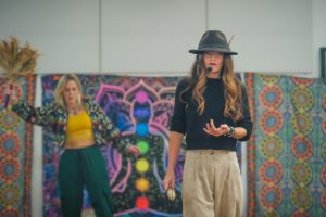 two women opening sacred space at a day event