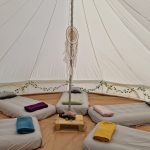 Communal sleeping bell tent in the Conscious Heart Warriors healing village